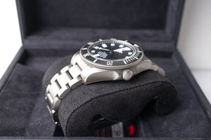 Tudor Pelagos 25600TN Titanium Men's Watch right hand side of the case and the crown with a Tudor logo
