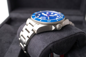 Tudor Pelagos Blue reference 25600TB bottom right side of the case and lug with the crown and a shield logo