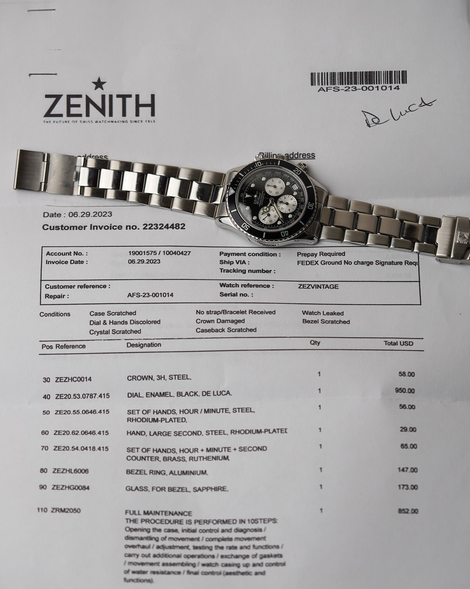 Zenith El Primero De Luca 02.2310.400 MK5 – Belmont Watches