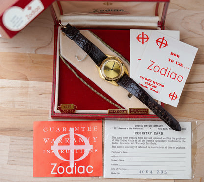 1970's Zodiac Olympos Mystery Dial Florentine Manta Ray 18k YG 4004 705