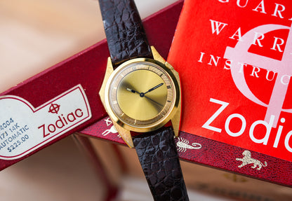 1970's Zodiac Olympos Mystery Dial Florentine Manta Ray 18k YG 4004 705