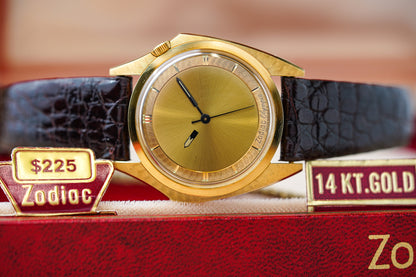 1970's Zodiac Olympos Mystery Dial Florentine Manta Ray 18k YG 4004 705