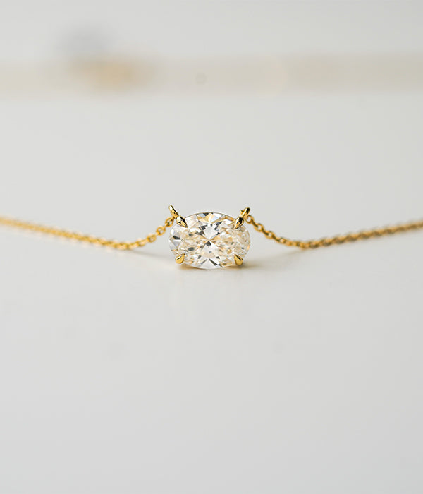 14k Yellow Gold 2.04ct Lab Grown Oval Diamond Solitaire Pendant Necklace