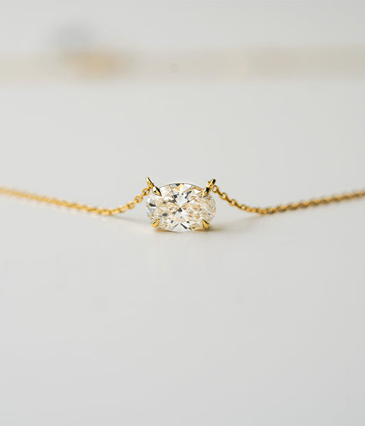 14k Yellow Gold 2.04ct Lab Grown Oval Diamond Solitaire Pendant Necklace