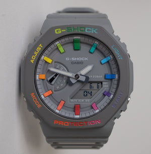 Custom Rainbow Casio G Shock GA2100ET 8A Casioak Belmont Watches