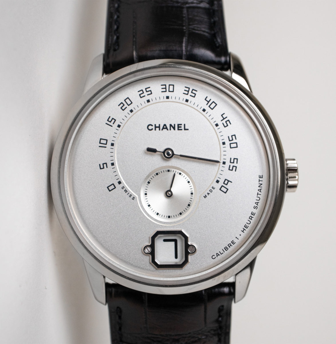 Chanel Monsieur Retrograde Jump Hour Beige Gold H4800 for $26,000 • Black  Tag Watches Pre-Owned