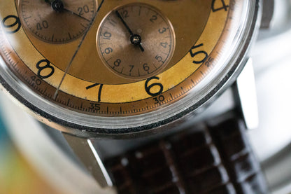 Pre-Owned: 1950’s Lemania CH27C12 Chronograph Bullseye Tourneau Stamp