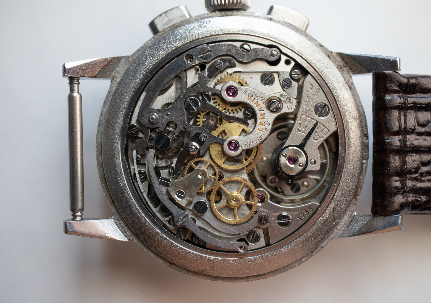 Pre-Owned: 1950’s Lemania CH27C12 Chronograph Bullseye Tourneau Stamp