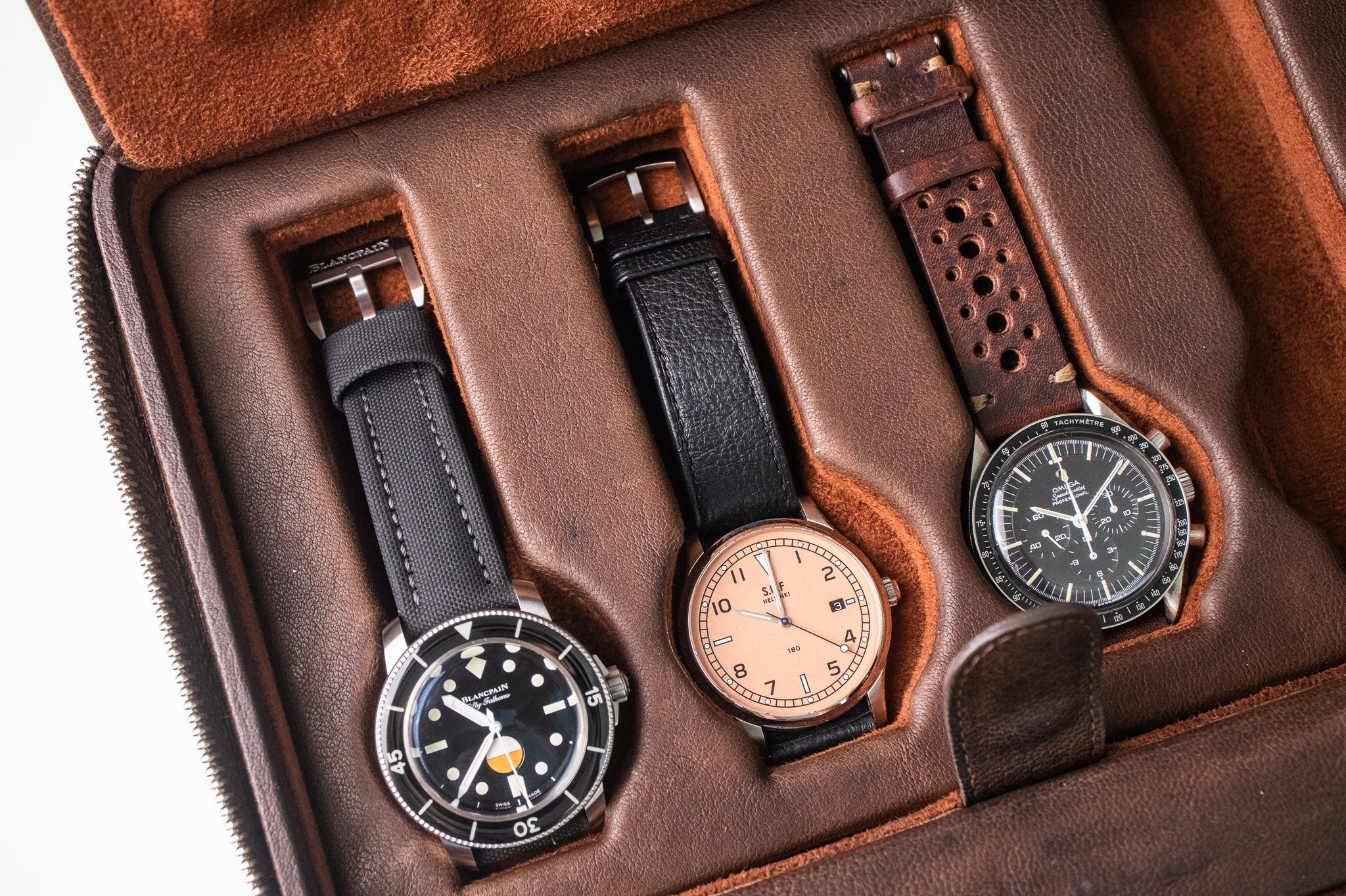 Bulang & Sons Dark Brown Cognac Luxury Leather Watch Box