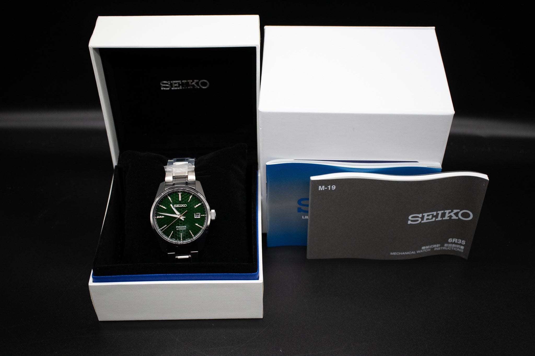SEIKO PRESAGE 緑文字盤 箱 Seiko Presage Sharp-Edged Series Green Dial Men's Automatic Watch