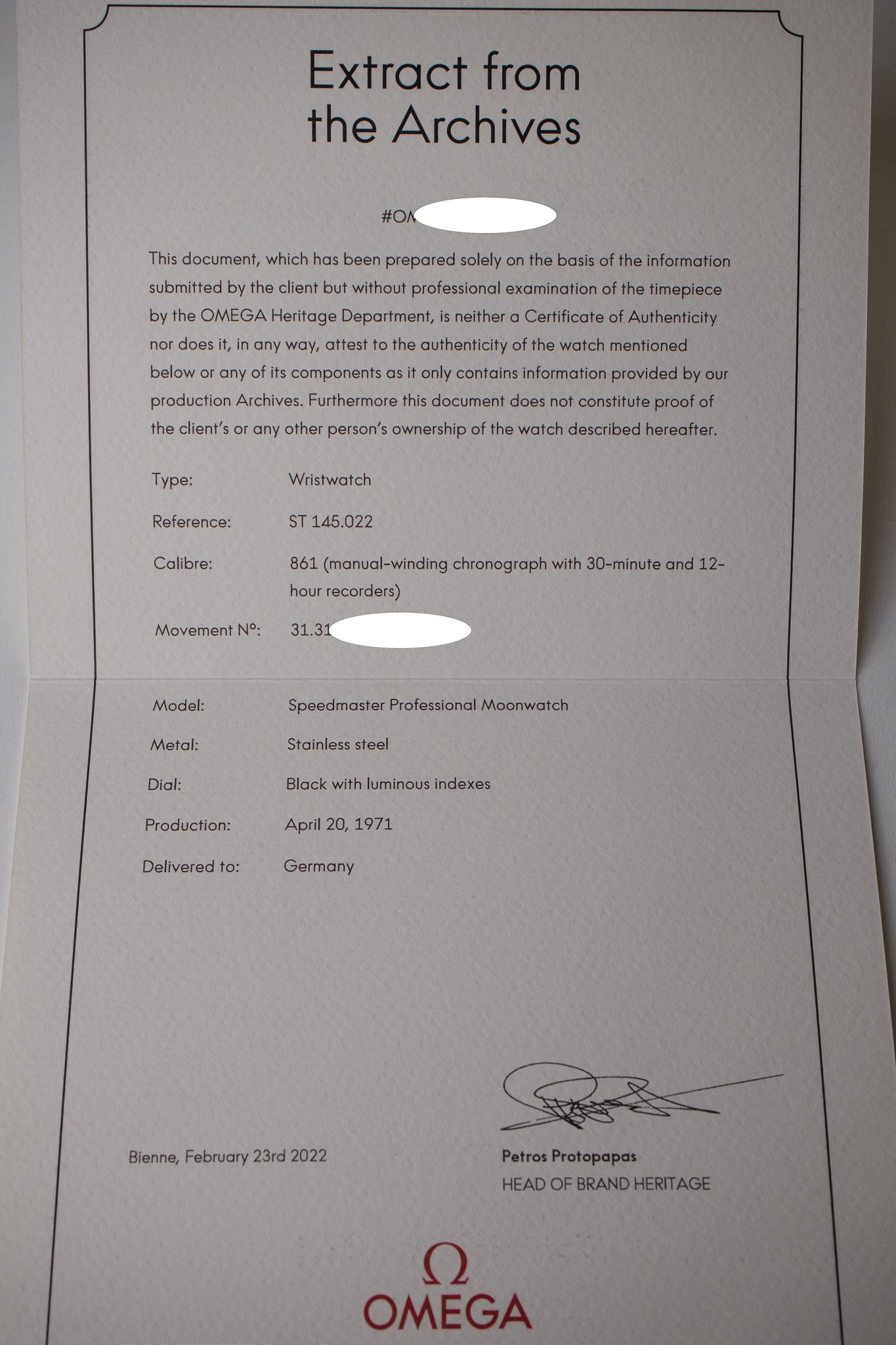 Omega Speedmaster 145.022 - 71 ST