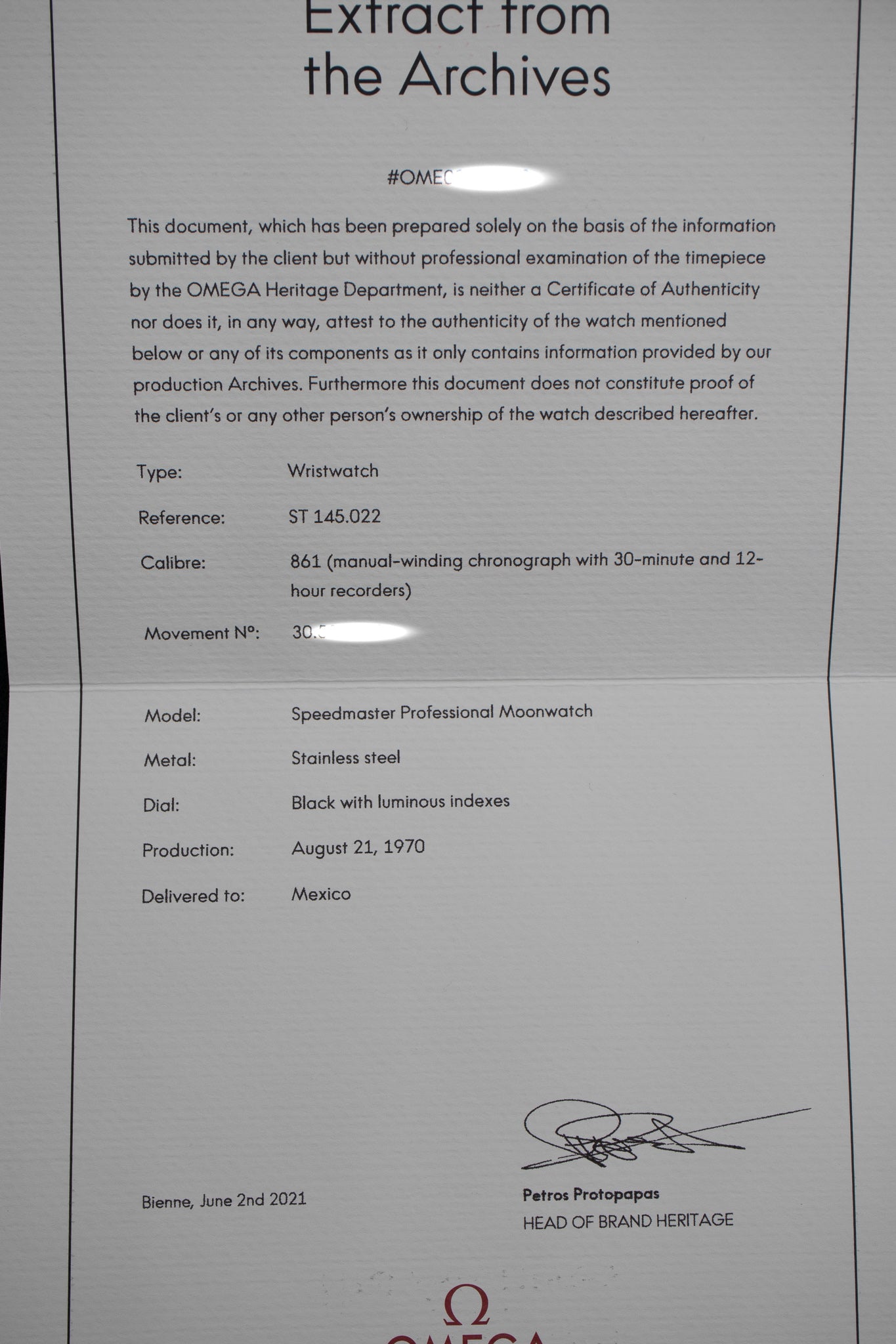 Pre-Owned Omega Speedmaster 145.022-69 ST