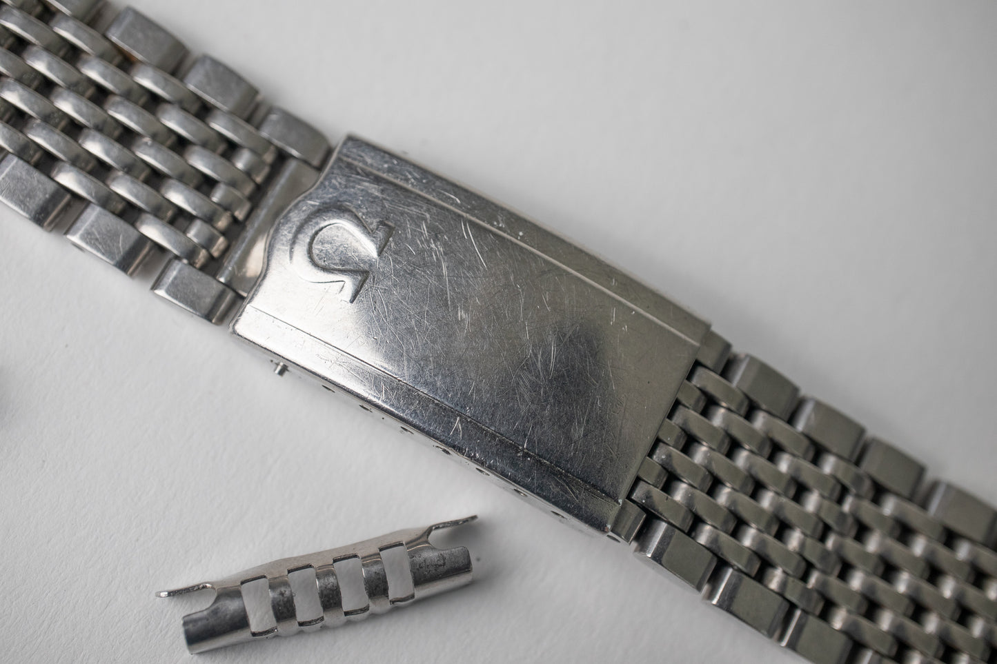 Omega 1037 no.12 Stainless Steel Beads of Rice Bracelet 19mm