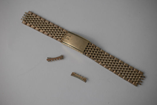 Omega 10KT Gold Plated Beads of Rice Bracelet 18mm 138 Endlinks