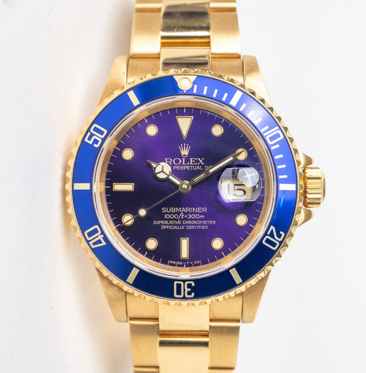 Rolex Submariner 16618 18K YG Purple Dial