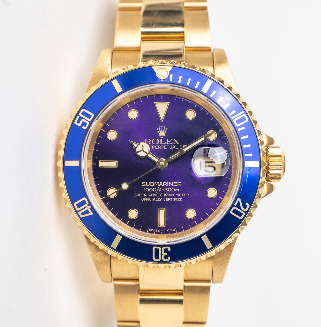 Rolex Submariner 16618 18K YG Purple Dial