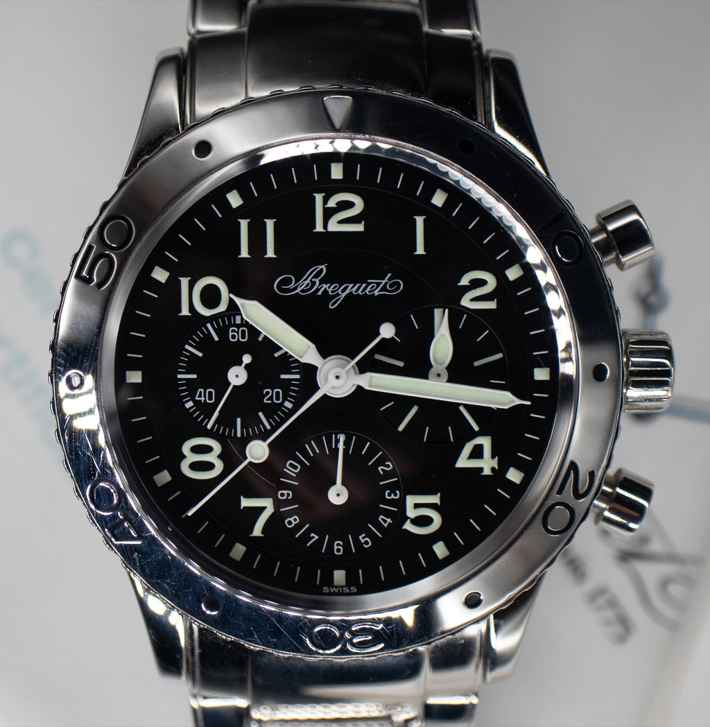 Pre-Owned Breguet Aeronaval Type XX 3800 Chronograph Black Dial Automatic Men's Watch
