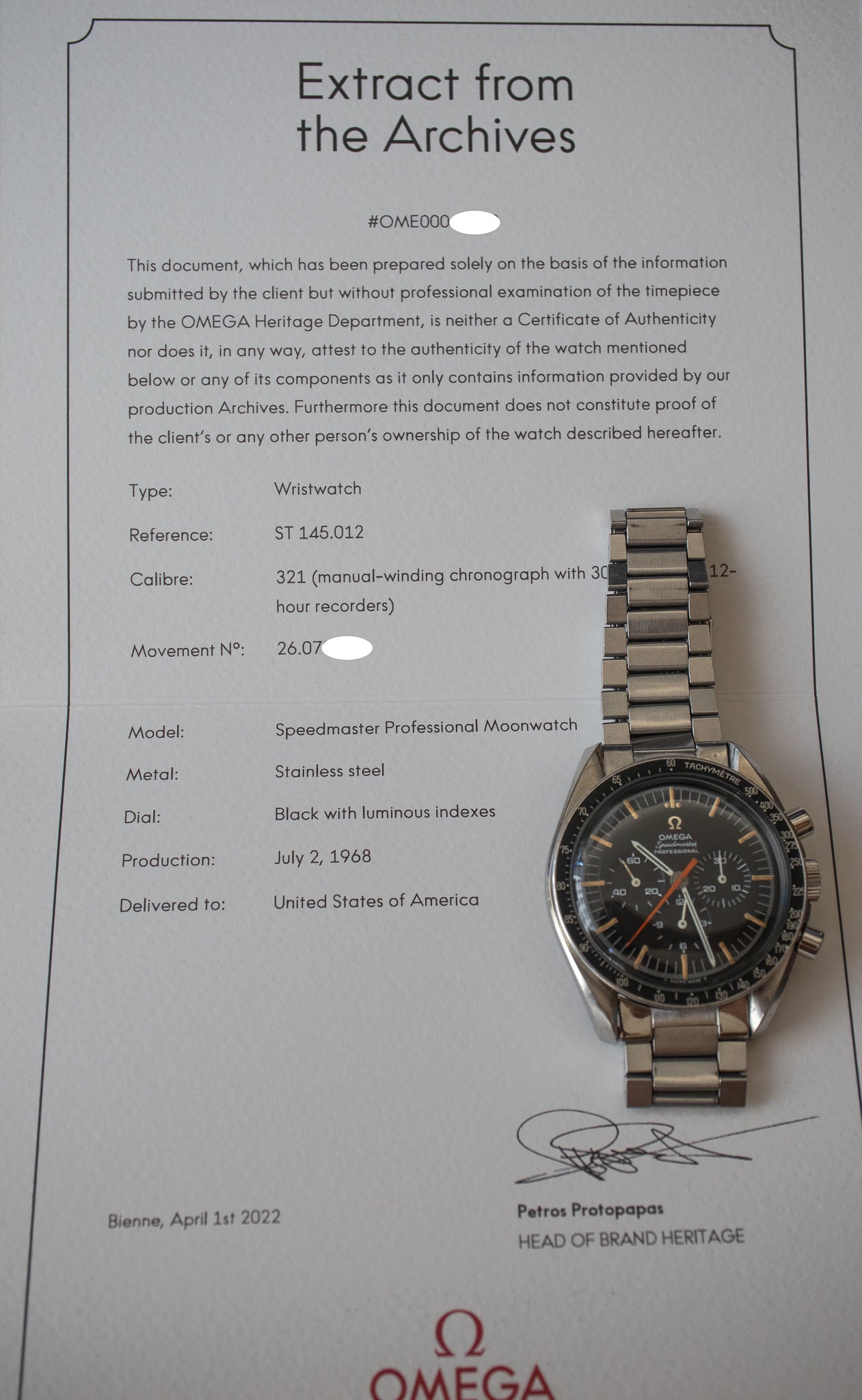 Omega Speedmaster 145.012 - 67 SP